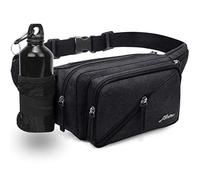 REETEE Sac Banane Homme Femme Sac Sacoche Banane avec Porte Bouteille, Ceinture réglable Sacoche Banane Ville pour Balade Escalade Voyage Randonnée Sport Fanny Pack Waist Pack (Noir)