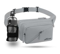 REETEE Sac Banane pour Femme et Homme Imperméable Sacoche Banane avec Porte Bouteille, Grande Capacité Ceinture réglable Banane Homme pour Balade Escalade Sport Fanny Pack Waist Pack (Gris)
