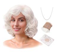 REEWES Perruques courtes bou s argentées et blanches pour femmes, cheveux synthétiques résistants à la chaleur, ondulées, perruques pour femme âgée