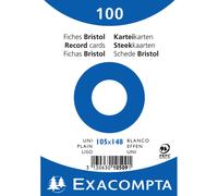 [Ref:10509E] EXACOMPTA Paquet de 100 Fiches BRISTOLS BLANC 105/148 S/FILM