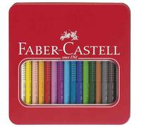 FABER-CASTELL 110916 - Set de crayons de couleur Jumbo Grip, 16 crayons dans un étui métallique