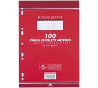Ref 24409/00 : feuillets mobiles 17x22 90 g blanc 50 copies seyes nf 88