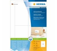 HERMA Premium - Papier - mat - auto-adhésif permanent - blanc - 139.7 x 78.7 mm 400 étiquette(s) (100 feuille(s) x 4) étiquettes d'adresse laminées