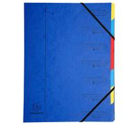 [Ref:54072E] EXACOMPTA Trieur agrafé avec élastiques 7 compartiments Bleu