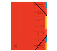 [Ref:54075E] EXACOMPTA Trieur agrafé avec élastiques 7 compartiments ROUGE