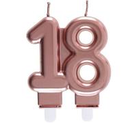 REF/6932 -Décoration gâteau anniversaire avec bougie 18 ans rose gold métallique (x1)