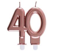 REF/6932 -Décoration gâteau anniversaire avec bougie 40 ans rose gold métallique (x1)