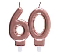 REF/6932 -Décoration gâteau anniversaire avec bougie 60 ans rose gold métallique (x1)
