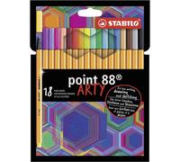 STABILO Stylo feutre pointe fine point 88 - Etui carton x 18 feutres fins - gamme ARTY