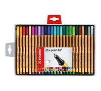STABILO Stylo feutre pointe fine Point 88 - Coffret de 25 stylos-feutres - Coloris assortis
