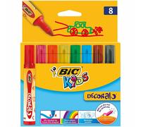 BIC Kids Decoralo Feutres de Coloriage à Pointe Extra Large - Couleurs Assorties, Etui Carton de 8