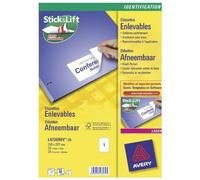 AVERY - 25 Étiquettes Blanches Amovibles Personnalisables - Format 210 x 297 mm - Impression Laser et Jet d'Encre
