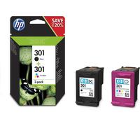HP 301 pack de 2 cartouches d'encre noir/trois couleurs authentiques