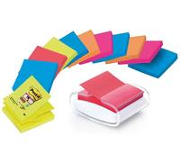 [Ref:PRO-W12N] POST-IT Dévidoir Pro blanc + 12 blocs Super Sticky assortis 76x7
