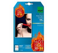 SIGEL T1154 Papier Photo "Hot deal", 10 X 15 cm, 195G/M², 50 Feuilles + 50 Feuilles Gratuit
