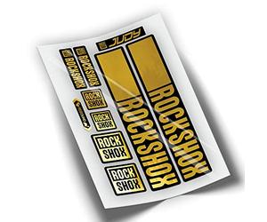 REF:VP443 Autocollants compatibles pour fourche Rock-Shox JUDY 2021,2022,2023,2024 MTB, stickers, autocollants, vinyles pour vélo de montagne (CHROMÉ OR)