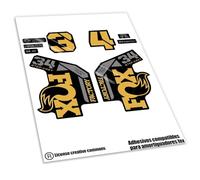 REF:VP642 Autocollants compatibles avec fourche FOX- 34 STEP CAST KASHIMA 2025 MTB, autocollants, autocollants, vinyles pour vélos de montagne. (DORADO KASHIMA)