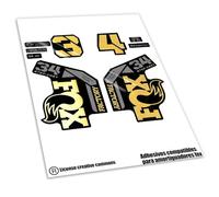 REF:VP642 Autocollants compatibles avec fourche FOX- 34 STEP CAST KASHIMA 2025 MTB, autocollants, autocollants, vinyles pour vélos de montagne (CROMÉ OR)