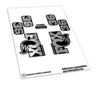 REF:VP646 Autocollants compatibles avec fourche FOX- 36 PERFORMANCE / PERFORMANCE SL 2026 MTB, autocollants, autocollants, vinyles pour vélos de montagne (CHROMÉ ARGENT)