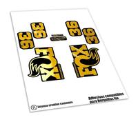 REF:VP646 Autocollants compatibles avec fourche FOX- 36 PERFORMANCE / PERFORMANCE SL 2026 MTB, stickers, autocollants, vinyles pour vélos de montagne (CROMÉ OR)