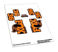 REF:VP646 Autocollants compatibles avec fourche FOX- 36 PERFORMANCE / PERFORMANCE SL 2026 VTT, autocollants, autocollants, vinyles pour vélos de montagne (orange)