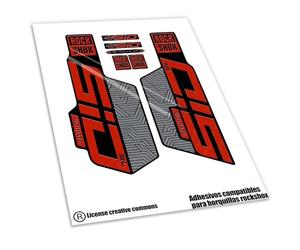 REF:VP655 Autocollants compatibles avec fourche ROCK-SHOX SID Ultimate SL Flight Attendant 2024,2025 BICOLOR MTB, stickers, autocollants, vinyles pour VTT (ROUGE)