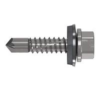 Refabo RP-K Plus Lot de 100 vis auto-taraudeuses 5,5 x 50 mm avec tête hexagonale et joint E16, zone de serrage 12-30 mm, bi-métal A2, acier