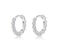 Reffeer Boucles d'oreilles créoles en argent sterling 925 avec perles pour femme, Medium, Argent sterling, Pas de gemme