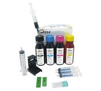 refill24 Kit de Recharge Compatible pour Cartouches d'encre HP 305, 305 XL,307 XL avec flacons d'encre Noire et Couleur de Haute qualité Livré avec Un Clip de Purge/des Accessoires