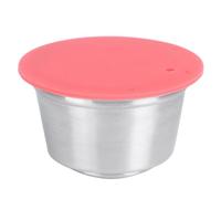 Refillable Coffee Capsule Filter, Stainless Steel Coffee Capsule Reusable Pods Kit with 1 Silicone Lid 1 Filter for Home Office (Rouge)