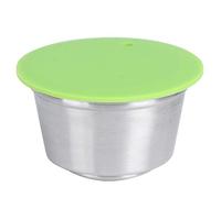 Refillable Coffee Capsule Filter, Stainless Steel Coffee Capsule Reusable Pods Kit with 1 Silicone Lid 1 Filter for Home Office (Verte)