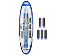 Refillable Fountain Ink Pen | 0.38mm Fine Point Writing Pen With 5 Cartridges For caligraphy, Journaling, Drafting, Sketching, Doodling | Elegant Office Stationery Supplies For Professional Writing
