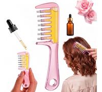 Refillable Scalp Oil Applicator Comb, Leak-Proof Hair Oil Dispenser Brush (Rose)