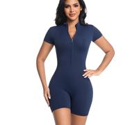 RefindWin Combinaison de sport pour femme - Combinaison courte moulante | Combinaison à manches courtes et fermeture éclair, sexy et tendance pour l'été, idéale pour le yoga, le sport et le quotidien