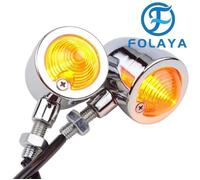 Refit Phare Chromé Ambre Bullet Lampe 12V 10W Lampe de signal Remplacement pour Sportster Softail Bobber Scooter Turn