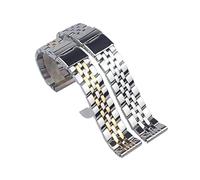 REFKIT 18mm 20mm 22mm 24 Mm Bracelet de montre en acier inoxydable for Breitling Bracelet de montre hommes Bracelet bouton-poussoir caché fermoir Logo sur (Color : Silver, Size : 22mm)