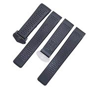REFKIT Bracelet de montre 22mm 24mm for bracelet TAG for HEUER for GRAND for CARRERA for AQUARACER accessoires de bracelet en Silicone souple bracelet de montre en caoutchouc(22MM_BLACK BUCKLE)