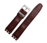 REFKIT Bracelet en cuir véritable 17mm for Bracelet de montre Swatch hommes femmes Bracelet accessoires de Bracelet de montre(Brown)