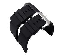 REFKIT Bracelet étanche 32x17mm Bracelet de montre en caoutchouc noir avec boucle en acier inoxydable Bracelet Hommes Dédié for DZ1215 for 1216 Bracelet (Color : Black, Size : 32-17mm silver clasp)