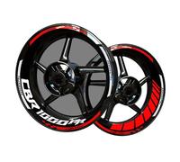 Réfléchissantes Stickers en Vinyle pour Bord de Jantes de Moto, Autocollants Stickers Kit pour Hon&da CBR 1000RR, Bandes Jantes Moto Complet pour 2 Roues Jantes de 17inches (Rouge+Blanc)