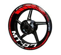 Réfléchissantes Stickers en Vinyle pour Bord de Jantes de Moto, Autocollants Stickers Kit pour Yama&ha MT07, Bandes Jantes Moto Complet pour 2 Roues Jantes de 17inches (Noir Brillant)
