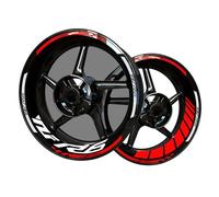 Réfléchissantes Stickers en Vinyle pour Bord de Jantes de Moto, Autocollants Stickers Kit pour Yama&ha YZF R6, Bandes Jantes Moto Complet pour 2 Roues Jantes de 17inches (Or Mat+Blanc)