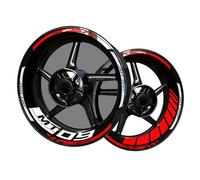 Réfléchissantes Stickers en Vinyle pour Bord de Jantes de Moto, Autocollants Stickers Kit pour Yama&ha MT09, Bandes Jantes Moto Complet pour 2 Roues Jantes de 17inches (Rouge+Argent)
