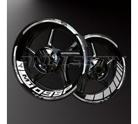 Réfléchissantes Stickers en Vinyle pour Bord de Jantes de Moto, Autocollants Stickers Kit pour YAMAHA MT09 SP, Bandes Jantes Moto Complet pour 2 Roues Jantes de 17inches (Argent Mat+Blanc)