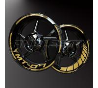 Réfléchissantes Stickers en Vinyle pour Bord de Jantes de Moto, Autocollants Stickers Kit pour YAMAHA MT07, Bandes Jantes Moto Complet pour 2 Roues Jantes de 17inches (Or Mat)