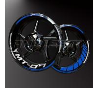 Réfléchissantes Stickers en Vinyle pour Bord de Jantes de Moto, Autocollants Stickers Kit pour YAMAHA MT07, Bandes Jantes Moto Complet pour 2 Roues Jantes de 17inches (Bleu+Argent)