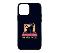 Réfléchissez Avant de cliquer sur Funny Cybersecurity & Cat Fans Coque pour iPhone 12 Mini