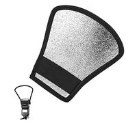 Réflecteur de Flash, 2 en 1 Diffuseur de Flash, Argent/Blanc Réflecteur avec Bande pour Nikon, Canon, Sony, Yongnuo, Speedlite Softbox