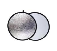 Réflecteur de lumière 2 en 1 rond pour photographie - Panneau diffuseur de lumière blanc argenté pour appareil photo - Avec sac de rangement - 60 cm