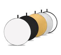 Réflecteur de lumière 5-en-1, Rond, 80cm, Pliable, Multi-disques avec poignée et Sac pour l'éclairage de Studio et l'éclairage extérieur - Or/Argent/Blanc/Noir/Translucide